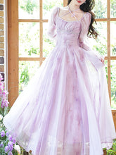 Load image into Gallery viewer, Purple Square Neck Butterfly Vintage Fairy Dress