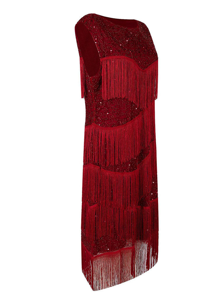 Kids Red Fringe Flapper Costume