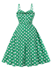 Load image into Gallery viewer, Green And White Plaid Spaghetti Straps Vintage 1950s Swing Dress