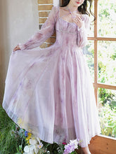 Load image into Gallery viewer, Purple Square Neck Butterfly Vintage Fairy Dress