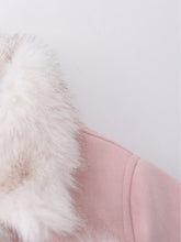 Load image into Gallery viewer, Pink Suede Butterfly Horn Button Faux Fur Winter Coat