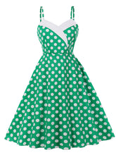 Load image into Gallery viewer, Green And White Plaid Spaghetti Straps Vintage 1950s Swing Dress