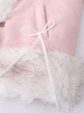 Load image into Gallery viewer, Pink Suede Butterfly Horn Button Faux Fur Winter Coat
