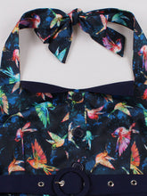 Load image into Gallery viewer, Sweet Navy Birds Printed Cotton 50s Flapper Dress
