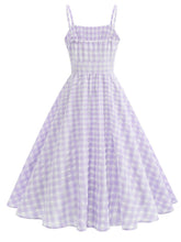 Load image into Gallery viewer, Blue And White Plaid Strap Classis Style 1950S Vintage Dress Set
