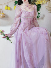 Load image into Gallery viewer, Purple Square Neck Butterfly Vintage Fairy Dress
