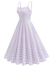 Load image into Gallery viewer, Blue And White Plaid Strap Classis Style 1950S Vintage Dress Set
