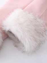 Load image into Gallery viewer, Pink Suede Butterfly Horn Button Faux Fur Winter Coat