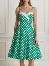 Load image into Gallery viewer, Green And White Plaid Spaghetti Straps Vintage 1950s Swing Dress