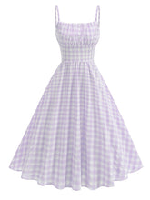 Load image into Gallery viewer, Blue And White Plaid Strap Classis Style 1950S Vintage Dress Set