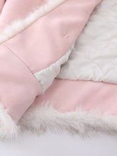 Load image into Gallery viewer, Pink Suede Butterfly Horn Button Faux Fur Winter Coat