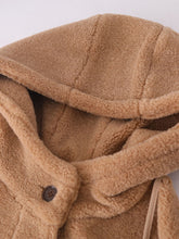 Load image into Gallery viewer, Hooded Teddy Long Coat With Gloves