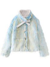 Load image into Gallery viewer, Gradient Blue Sweet Warm Faux Fur Winter Coat