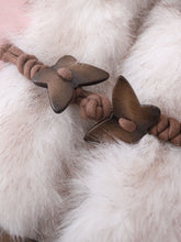 Load image into Gallery viewer, Pink Suede Butterfly Horn Button Faux Fur Winter Coat