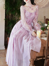 Load image into Gallery viewer, Purple Square Neck Butterfly Vintage Fairy Dress