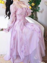 Load image into Gallery viewer, Purple Square Neck Butterfly Vintage Fairy Dress
