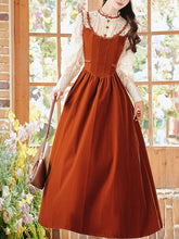 Load image into Gallery viewer, 50s Retro Brown Lace with Sequin Velvet Vintage Halloween Dress