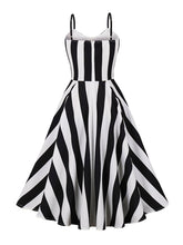 Load image into Gallery viewer, Beetlejuice Costume Spaghetti Strap With Black and White Vertical Stripe