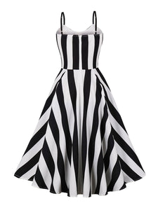 Beetlejuice Costume Spaghetti Strap With Black and White Vertical Stripe