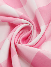 Load image into Gallery viewer, Pink And White Plaid Spaghetti Straps Barbie Retro Swing Dress