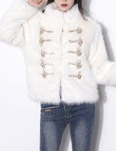 Load image into Gallery viewer, White Victorian Frock Long Sleeve Faux Fur Coat Women Winter Coat