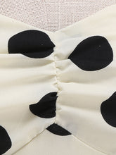 Load image into Gallery viewer, White and Black Polka Dots  Spaghetti Ruffles 1950S Vintage Dress Inspired by Cruella de Vil