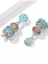 Load image into Gallery viewer, Luxury Colored Zircon Inlaid with Three-dimensional Water Drops Campanula Flower Earrings