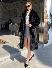 Load image into Gallery viewer, Faux Fur Coat Women V Neck Long Sleeve Maxi Winter Coat