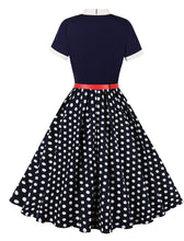 Load image into Gallery viewer, BowKnot Collar Polka Dots Vintage 1950S Dress