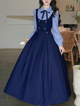 Load image into Gallery viewer, Navy Long Sleeve Vintage Dress Inspired by Zootopia‘s Judy Hopps