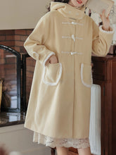 Load image into Gallery viewer, Yellow Hooded Horn Button Coat Women's Winter Coat