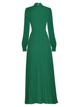 Load image into Gallery viewer, Green Bow Collar Long Sleeve Lace 1950S Vintage Maxi Dress
