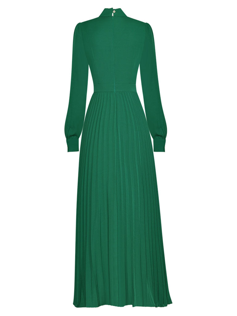 1950s maxi dress Green Bow Collar Long Sleeve Lace 1950S Vintage Maxi Dress – Jolly Vintage