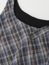 Load image into Gallery viewer, Navy Retro Plaid Crew Neck Sleeveless Irregular Hem Vintage Dress