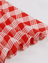 Load image into Gallery viewer, Red And White Plaid Straps Bow Retro Swing Dress