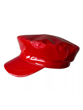 Load image into Gallery viewer, Red Patent Leather Biker Hat