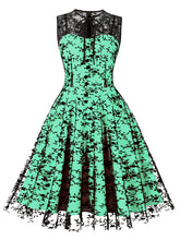 Load image into Gallery viewer, 1950S Lace Semi-Sheer Flocking Printing Vintage Halloween Dress