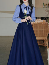 Load image into Gallery viewer, Navy Long Sleeve Vintage Dress Inspired by Zootopia‘s Judy Hopps
