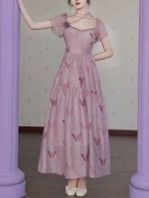 Load image into Gallery viewer, Lilac Purple Butterfly Print Romantic Maxi Dress