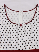 Load image into Gallery viewer, White Polka Dots  Square Collar Puff Sleeve 1950S Vintage Swing Dress