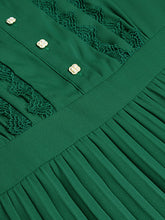 Load image into Gallery viewer, Green Bow Collar Long Sleeve Lace 1950S Vintage Maxi Dress