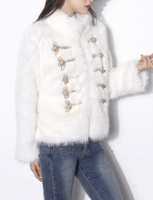 Load image into Gallery viewer, White Victorian Frock Long Sleeve Faux Fur Coat Women Winter Coat