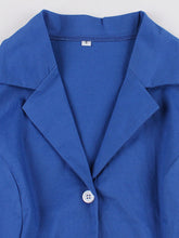 Load image into Gallery viewer, Blue V Neck 1950s Swing Dress With Back Bow