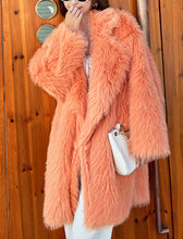 Load image into Gallery viewer, Orange Faux Fur Long Sleeve Lambswool Coat Women Winter Coat