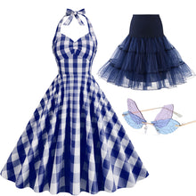 Load image into Gallery viewer, Pink And White Plaid Halter Classis Style 1950S Vintage Dress Set