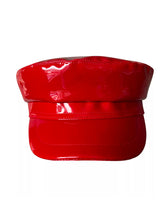 Load image into Gallery viewer, Red Patent Leather Biker Hat