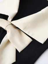 Load image into Gallery viewer, 1950s Black and White Contrast Collar Bow Blouse Retro Vintage Top