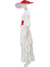 Load image into Gallery viewer, White Renaissance Mushroom Medieval Edwardian Dress With Mushroom Hat