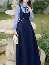 Load image into Gallery viewer, Navy Long Sleeve Vintage Dress Inspired by Zootopia‘s Judy Hopps