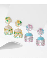 Load image into Gallery viewer, Luxury Colored Zircon Inlaid with Three-dimensional Campanula Flower Earrings